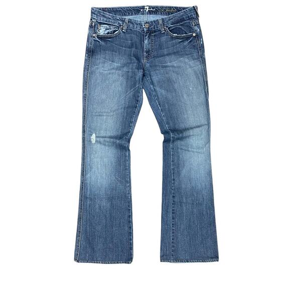 VTG Y2K 7 For All Mankind Relaxed Fit Distressed Straight Leg Jeans - Picture 1 of 8